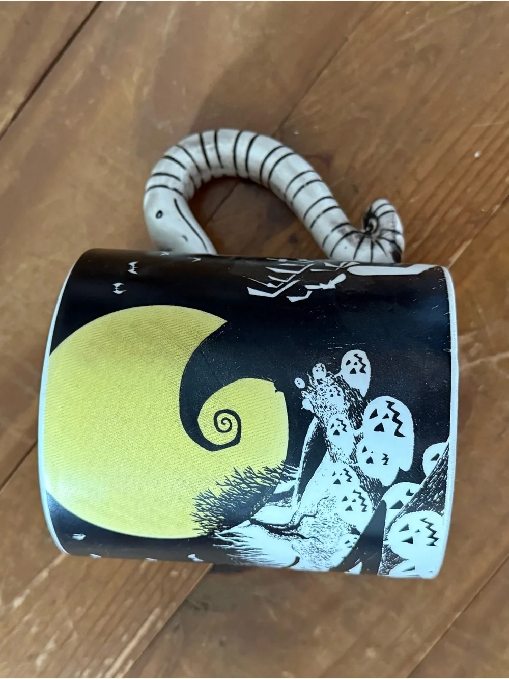 Black & White Nightmare Before Christmas Ceramic Mug with Sculpted Handle